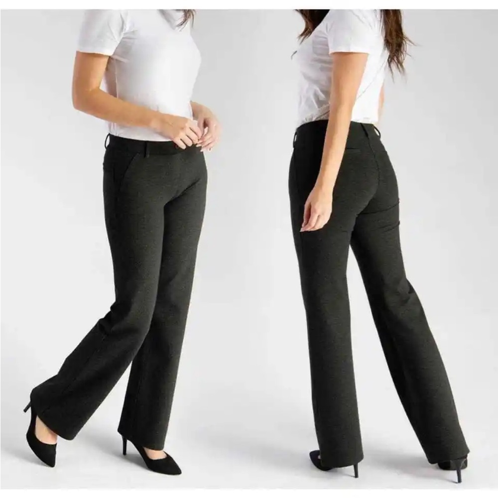 Betabrand Classic Bootcut Dress Yoga Charcoal Gray Pants Large Petite